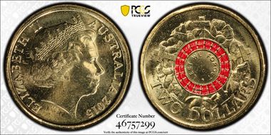 2015 $2 Lest We Forget Colorized MS65