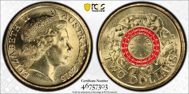 2015 $2 Lest We Forget Colorized MS65