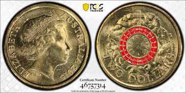 2015 $2 Lest We Forget Colorized MS65