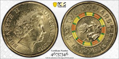 2019 $2 60 Yrs of Mr. Squiggle Bill Steamshovel Colorized MS64