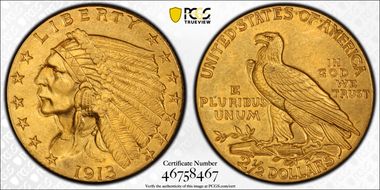 1913 $2.50 AU58