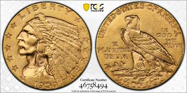 1909 $2.50 AU58