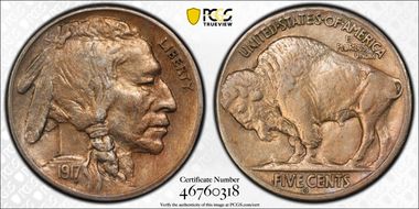 1917-S 5C XF45