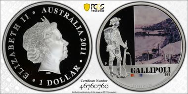 2011-P $1 Gallipoli PR69DCAM