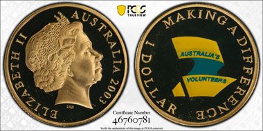 2003 $1 Volunteers Colorized PR68DCAM