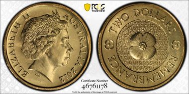 2012 $2 Remembrance Day MS65
