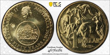 2016-C $1 50 Yrs Decimal Currency Canberra Counterstamp MS68