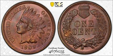 1909 1C Indian MS66+ BN
