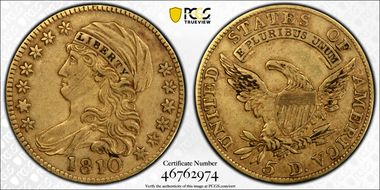 1810 $5 Large Date, Large 5 XF40