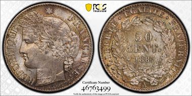 1887-A 50C Gad-419a F-189 MS65