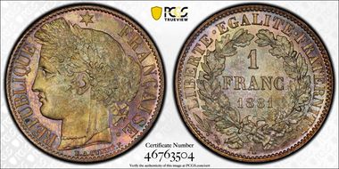 1881-A 1 Fr Gad-465a F-216 MS67