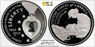 2022-W $1 National Purple Heart Hall of Honor PR69DCAM