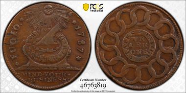 1787 Fugio 1C Newman 6-W AU50BN