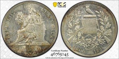 1894 Peso KM-210  Ag AU55
