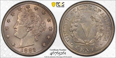1883 5C With CENTS MS64