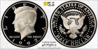 1992-S 50C Silver PR69DCAM