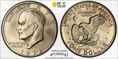 1972-S $1 Silver MS68