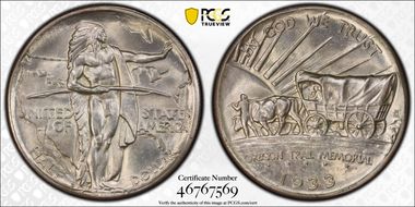 1933-D 50C Oregon MS65