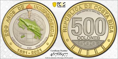 2021 500 Col Independence Bicentenary Colorized PR69DCAM