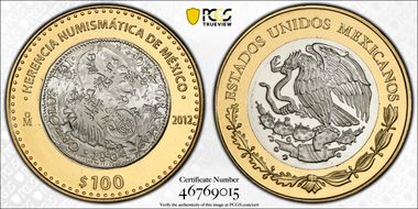 2012-Mo 100 P Counterstamped 1804-Mo 8R Numismatic Heritage PL69