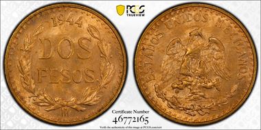 1944-Mo 2 Peso MS64