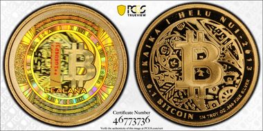 2013 .1 BTC Lealana Bitcoin, Silver PR70DCAM