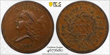 1793 1/2C AU55BN