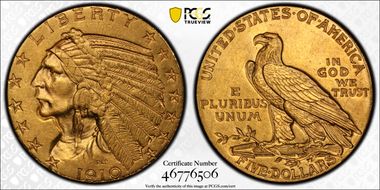 1910 $5 AU58