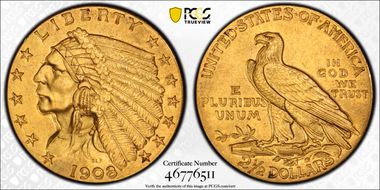 1908 $2.50 AU58