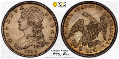 1834 25C Browning 1, Late Die State MS66