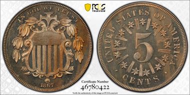 1867 5C Rays PR65