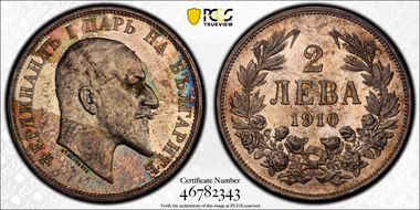 1910 2 Leva KM-29  Ag MS61