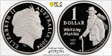 2004 $1 Waltzing Matilda Ag 20 Yrs of the Dollar Coin PR70DCAM