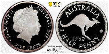 1999 5C 1939 1/2d Ag PR69DCAM