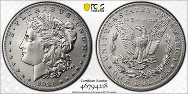 2021 $1 Morgan Dollar 100th Anniversary MS70