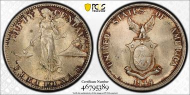 1944-S 50C KM-183  Ag MS65
