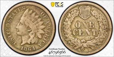 1864 1C Copper-Nickel VG8