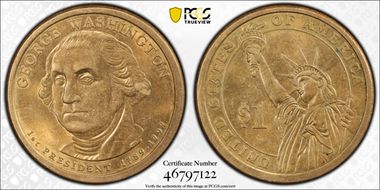 2007-P $1 George Washington Position A AU58