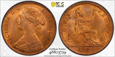 1861 1D S-3954 2/D L.C. WYON(l) LCW(s) TB/TB MS65RD