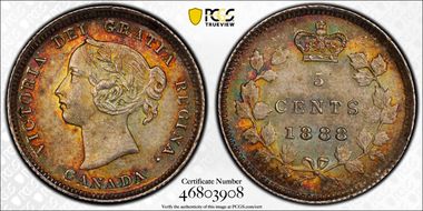 1888 5C WD 1 8/3 88 Wide Circ 8's MS64