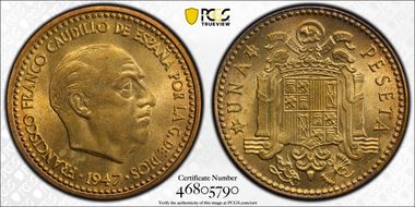 1947 Peseta (1952) MS65
