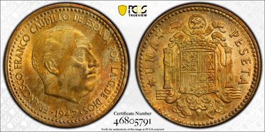 1947 Peseta (1953) MS63