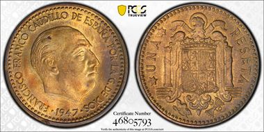1947 Peseta (1954) MS64