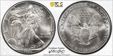 1994 $1 Silver Eagle MS69