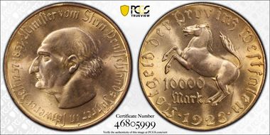 1923 10K Mk Jaeger-N20b Notgeld MS64