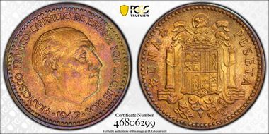 1947 Peseta (1954) MS63