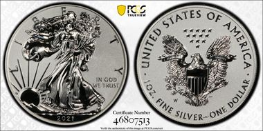 2021-W $1 Silver Eagle Rev PR - Type 1 Designer Edition - First Strike PR70
