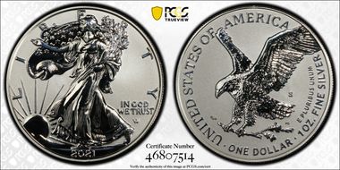 2021-S $1 Silver Eagle Rev PR - Type 2 Designer Edition - First Strike PR70