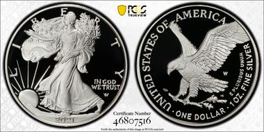 2021-W  $1 Silver Eagle - Type 2 First Strike PR70DCAM