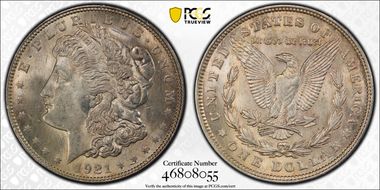 1921 $1 Morgan MS62